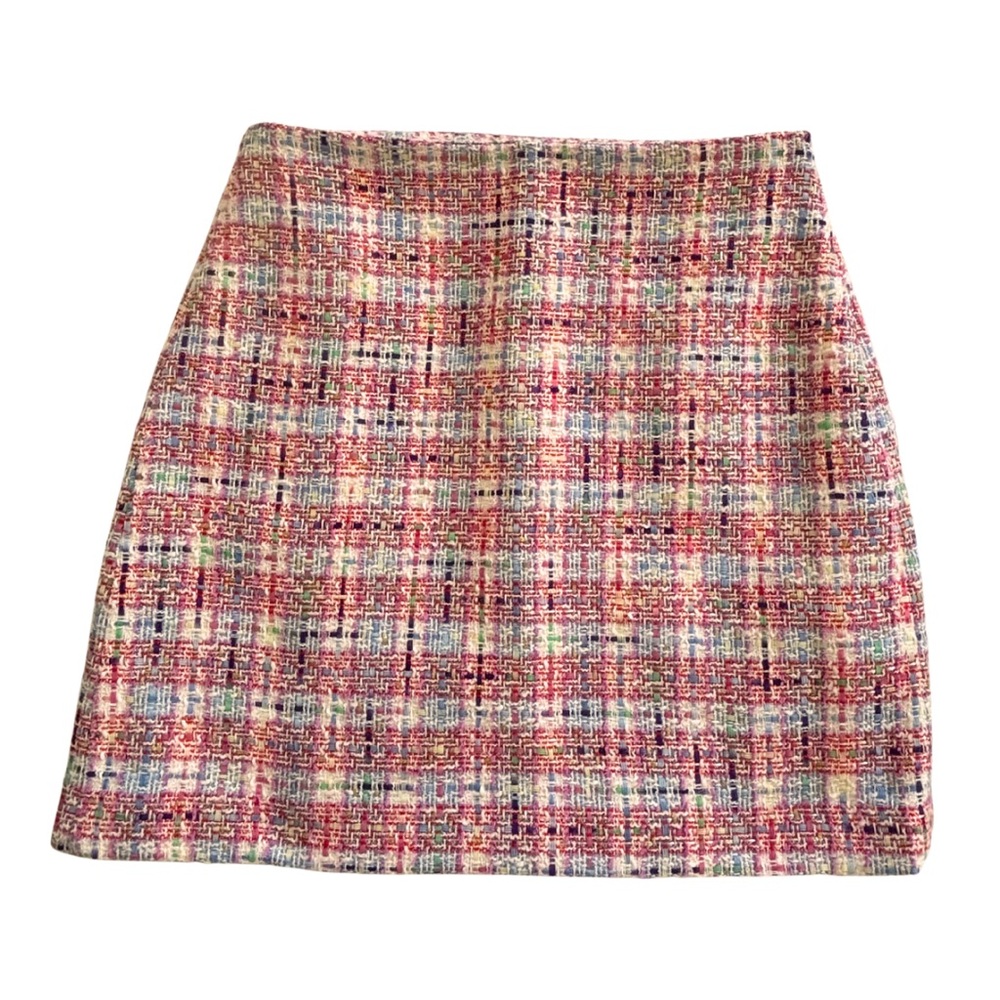 Loft Tweed Pink Multi Color Mini Skirt